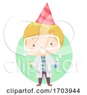 Poster, Art Print Of Kid Boy Birthday Science Theme Illustration