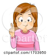 Poster, Art Print Of Kid Girl Sign Language Number Two Illustration