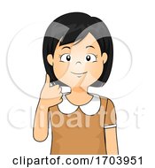 Kid Girl Sign Language Number Ten Illustration