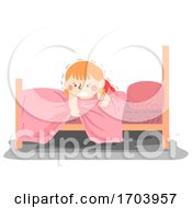 Poster, Art Print Of Kid Girl Fear Under The Bed Illustration