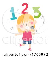 Poster, Art Print Of Kid Girl Sing Number Song Illustration