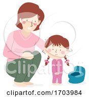 Poster, Art Print Of Kid Scared Of Getting Hurt In Potty Illustration