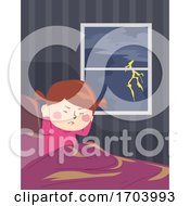 Poster, Art Print Of Kid Girl Fear Of Thunder Lightning Illustration