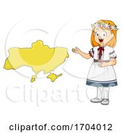 Kid Girl Map Ukraine Illustration