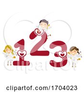 Stickman Kids Cupids Numbers 123 Illustration