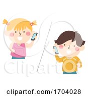 Poster, Art Print Of Kids Mobile Phone Call Illustration