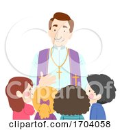 Poster, Art Print Of Kids Talk Priest Illustration