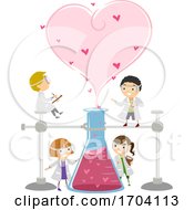 Poster, Art Print Of Stickman Kids Science Valentines Illustration