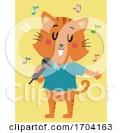 Poster, Art Print Of Cat Mascot Microphone Singing Illustration