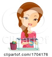 Girl Clean Aquarium Illustration