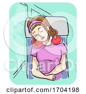 Poster, Art Print Of Girl Sleeping In Trip Neck Pillow Illustration