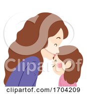 Poster, Art Print Of Girl Mom Kiss Kid Girl Forehead Illustration