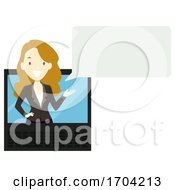 Poster, Art Print Of Girl Receptionist Online Check In Illustration