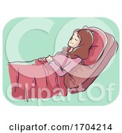 Poster, Art Print Of Girl Sleeping Inclined Bed Illustration