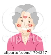 Poster, Art Print Of Woman Grandmother Face Kisses Illustration