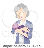 Poster, Art Print Of Woman Grandmother Senior Hold Newborn Baby