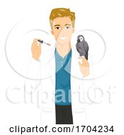 Poster, Art Print Of Man Avian Vet Parrot Dropper Illustration