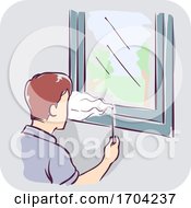 Poster, Art Print Of Man Incense Window Gaps Inspect Illustration