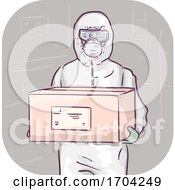 Poster, Art Print Of Man Body Protective Suit Carry Box Illustration