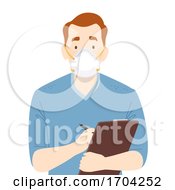 Poster, Art Print Of Man Nurse N95 Face Mask Clipboard Illustration