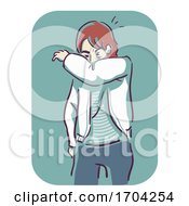 Man Sneeze Into Crook Elbow Illustration