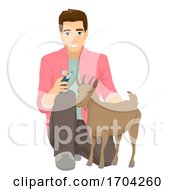 Poster, Art Print Of Man Animal Husbandry Goat Vaccination Illustration