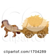 Poster, Art Print Of Horse Hay Cart Illustration