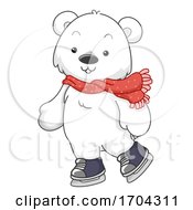 Poster, Art Print Of Polar Bear Mascot Ice Skating Illustration