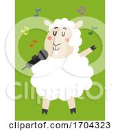 Poster, Art Print Of Mascot Sheep Microphone Sing Illustration