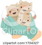 Poster, Art Print Of Hand Gloves Baby Ferrets Save Illustration