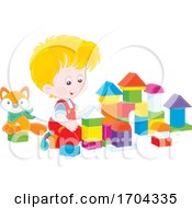 Poster, Art Print Of Boy Playing With Blocks