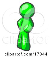 Lime Green Man Standing With His Hands On His Hips Clipart Illustration