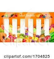 Poster, Art Print Of School Timetable Schedule With Tropical Fruits