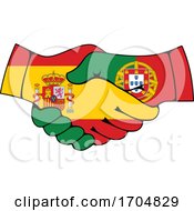 Portugal And Spain Coat Of Arms Handshake
