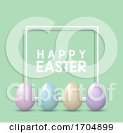 Easter Background With Pastel Eggs On White Frame