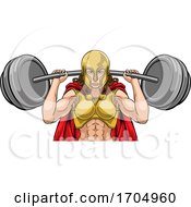 Poster, Art Print Of Warrior Woman Weightlifter Lifting Barbell