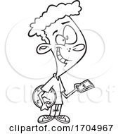 Poster, Art Print Of Clipart Cartoon Black And White Boy Buying Time