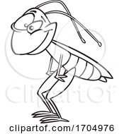 Poster, Art Print Of Clipart Cartoon Black And White Grasshopper