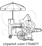 Clipart Cartoon Black And White Hot Dog Vendor Boy