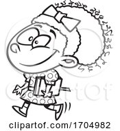Poster, Art Print Of Clipart Cartoon Black And White Girl Off To Church
