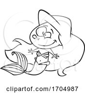 Poster, Art Print Of Clipart Cartoon Black And White Mermaid