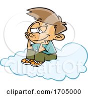 Clipart Cartoon Boy Daydreaming On A Cloud