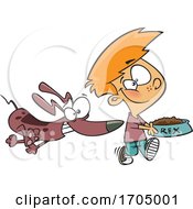 Poster, Art Print Of Clipart Cartoon Boy Feeding His Dog