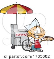 Clipart Cartoon Hot Dog Vendor Boy