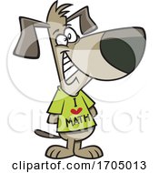Poster, Art Print Of Clipart Cartoon Dog Wearing An I Love Math Shirt