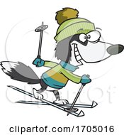 Poster, Art Print Of Clipart Cartoon Skiing Dog