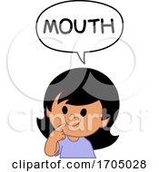 Girl Pointing To Her Mouth