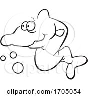 Clipart Cartoon Black And White Sea Creature by Johnny Sajem