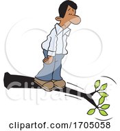Poster, Art Print Of Clipart Cartoon Black Man Out On A Limb