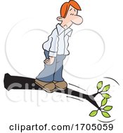 Poster, Art Print Of Clipart Cartoon White Man Out On A Limb